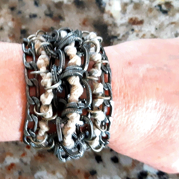 NWOT Handmade Metal & Hemp Bracelet - Picture 1 of 5